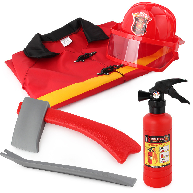 Children&#039;s Toys Fire Cap Fire Extinguisher Backpack Water Gun Vest Firefighter Play Set Stage Performance Props
