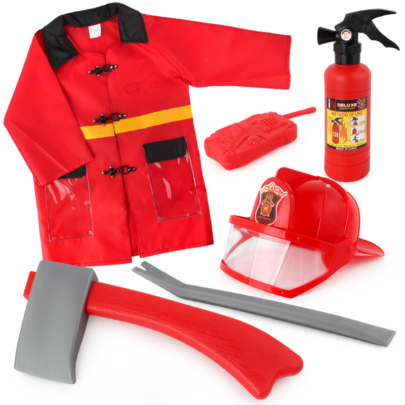 Children&#039;s Toys Fire Cap Fire Extinguisher Backpack Water Gun Vest Firefighter Play Set Stage Performance Props