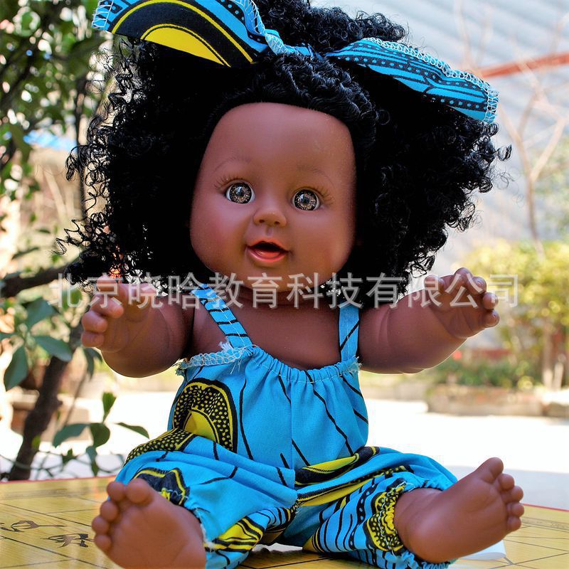 Nabonil Doll Small Black Skin Simulated Doll African Doll Girl Vinyl Doll