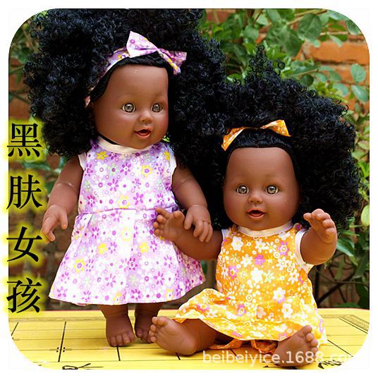 Nabonil Doll Small Black Skin Simulated Doll African Doll Girl Vinyl Doll