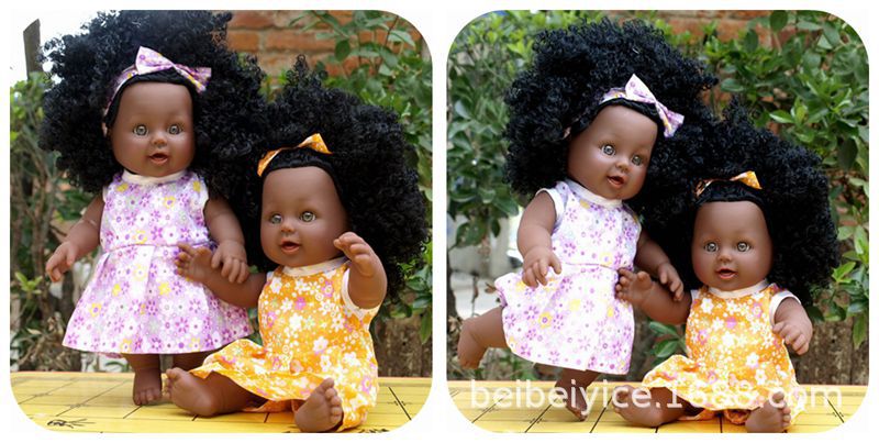 Nabonil Doll Small Black Skin Simulated Doll African Doll Girl Vinyl Doll