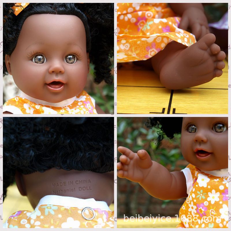 Nabonil Doll Small Black Skin Simulated Doll African Doll Girl Vinyl Doll