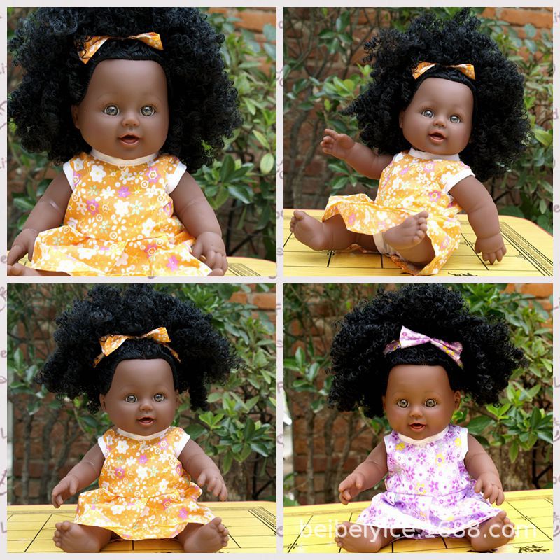 Nabonil Doll Small Black Skin Simulated Doll African Doll Girl Vinyl Doll