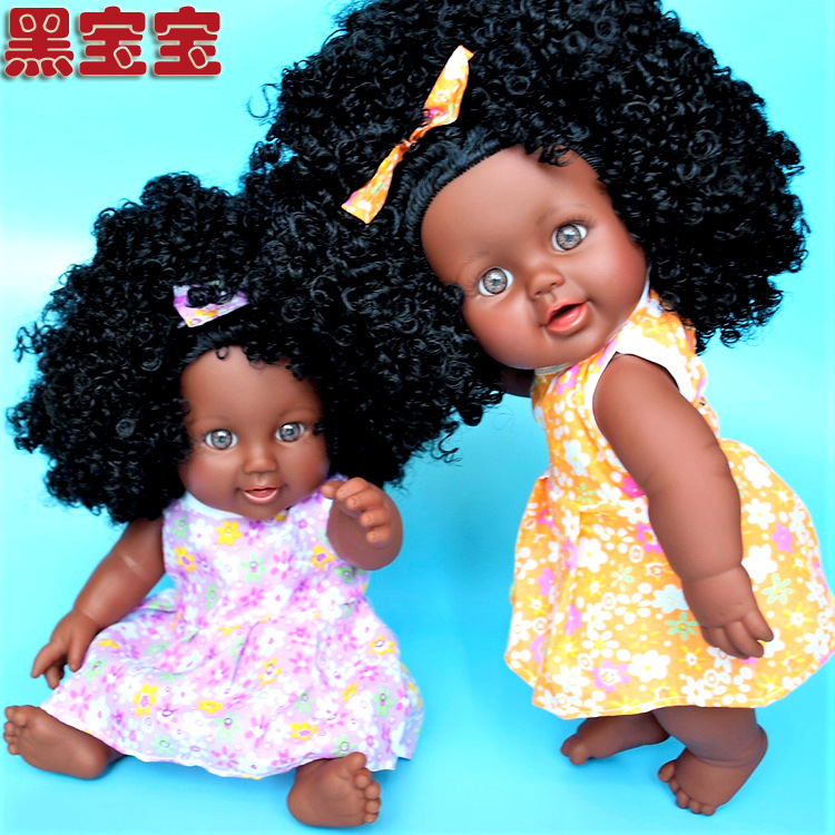 Nabonil Doll Small Black Skin Simulated Doll African Doll Girl Vinyl Doll