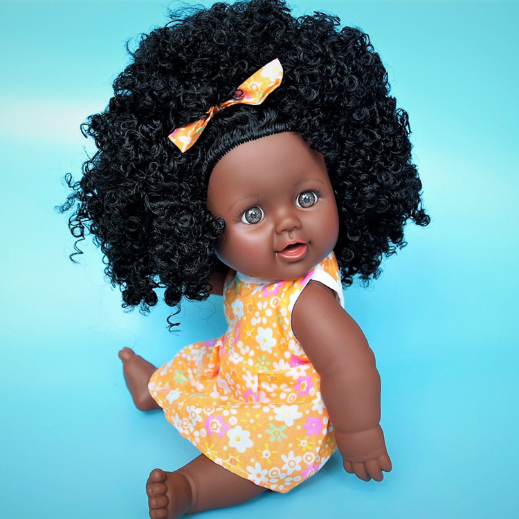 Nabonil Doll Small Black Skin Simulated Doll African Doll Girl Vinyl Doll