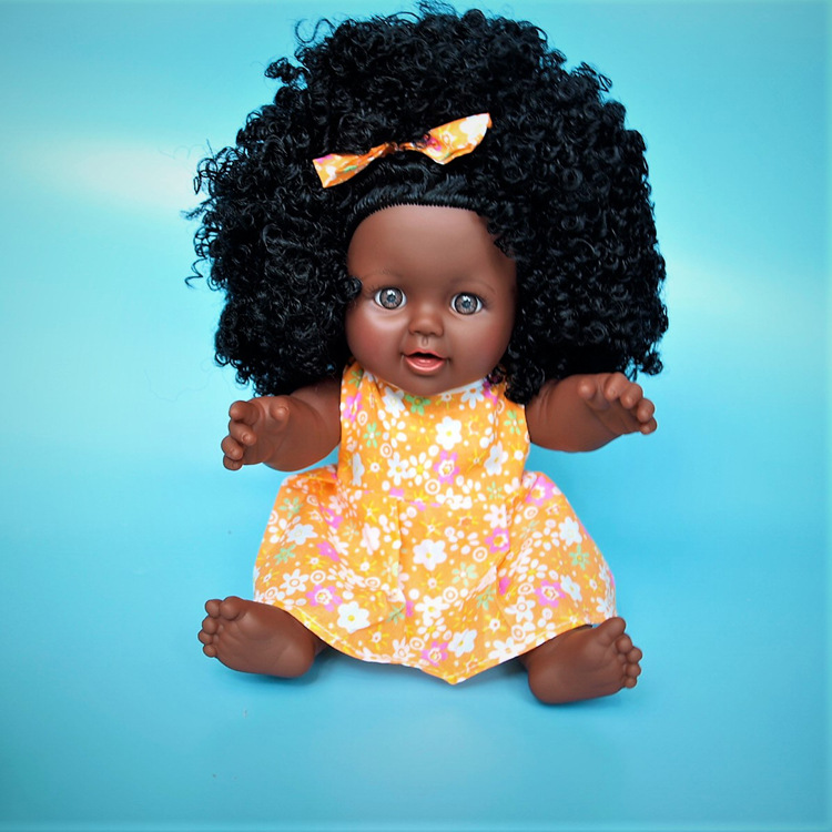 Nabonil Doll Small Black Skin Simulated Doll African Doll Girl Vinyl Doll