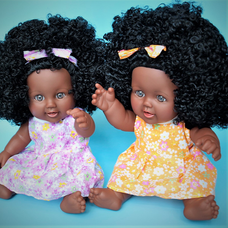 Nabonil Doll Small Black Skin Simulated Doll African Doll Girl Vinyl Doll