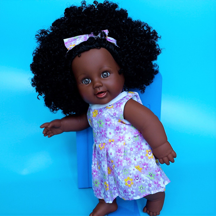 Nabonil Doll Small Black Skin Simulated Doll African Doll Girl Vinyl Doll
