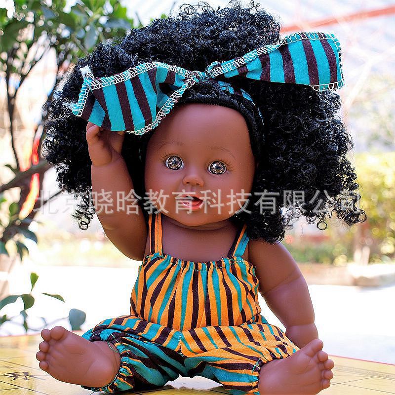 Nabonil Doll Small Black Skin Simulated Doll African Doll Girl Vinyl Doll