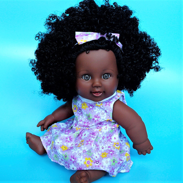 Nabonil Doll Small Black Skin Simulated Doll African Doll Girl Vinyl Doll