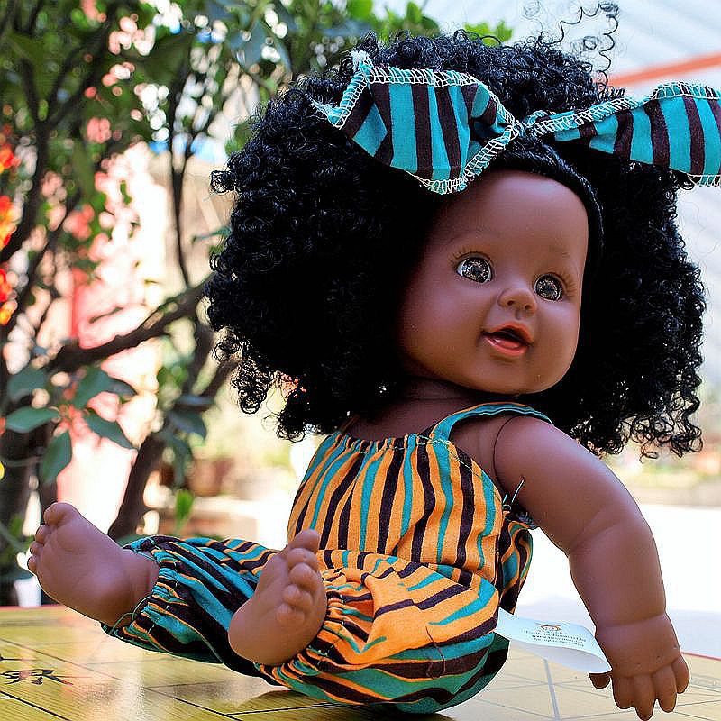 Nabonil Doll Small Black Skin Simulated Doll African Doll Girl Vinyl Doll