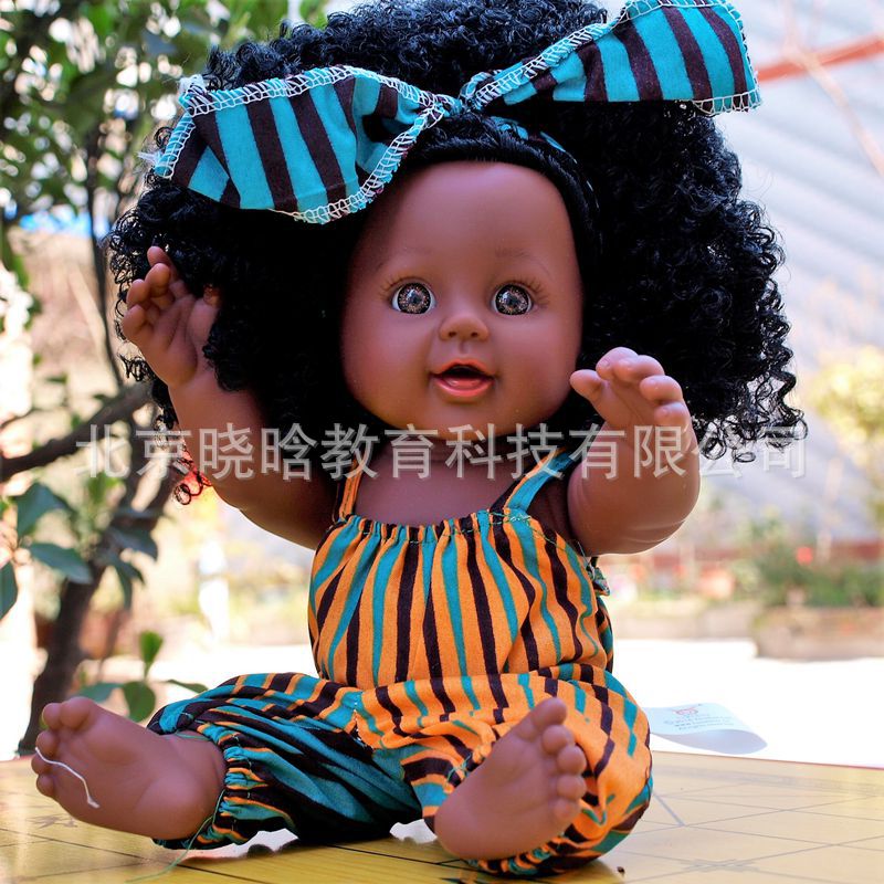 Nabonil Doll Small Black Skin Simulated Doll African Doll Girl Vinyl Doll