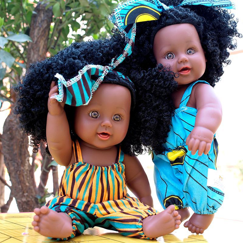 Nabonil Doll Small Black Skin Simulated Doll African Doll Girl Vinyl Doll
