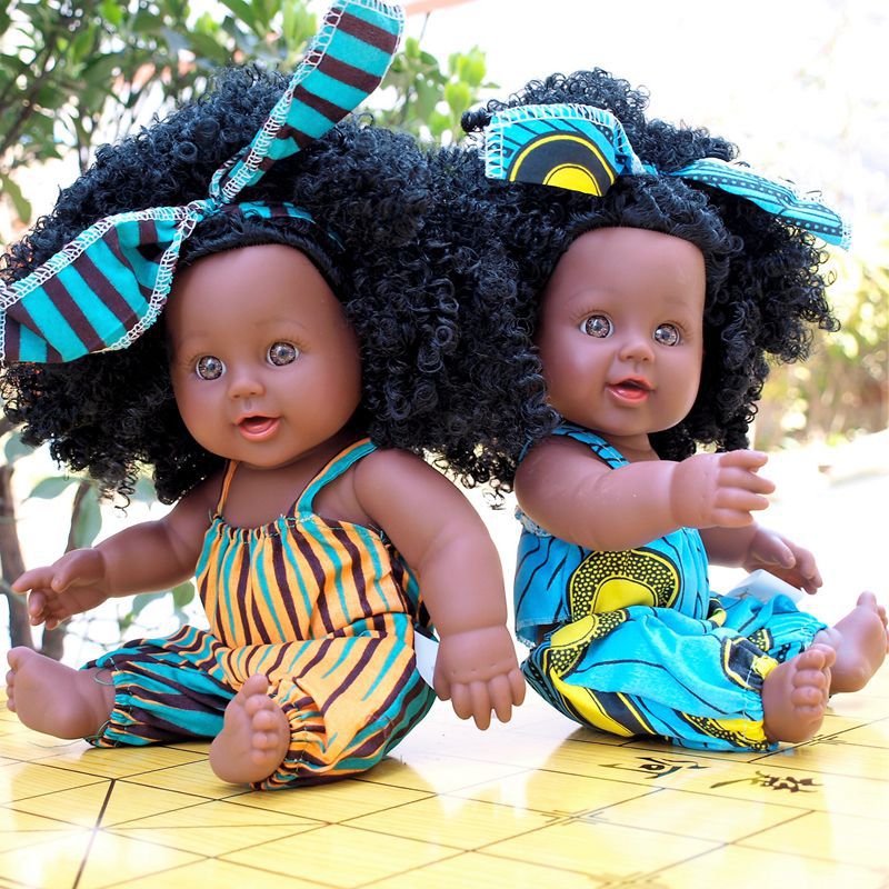 Nabonil Doll Small Black Skin Simulated Doll African Doll Girl Vinyl Doll