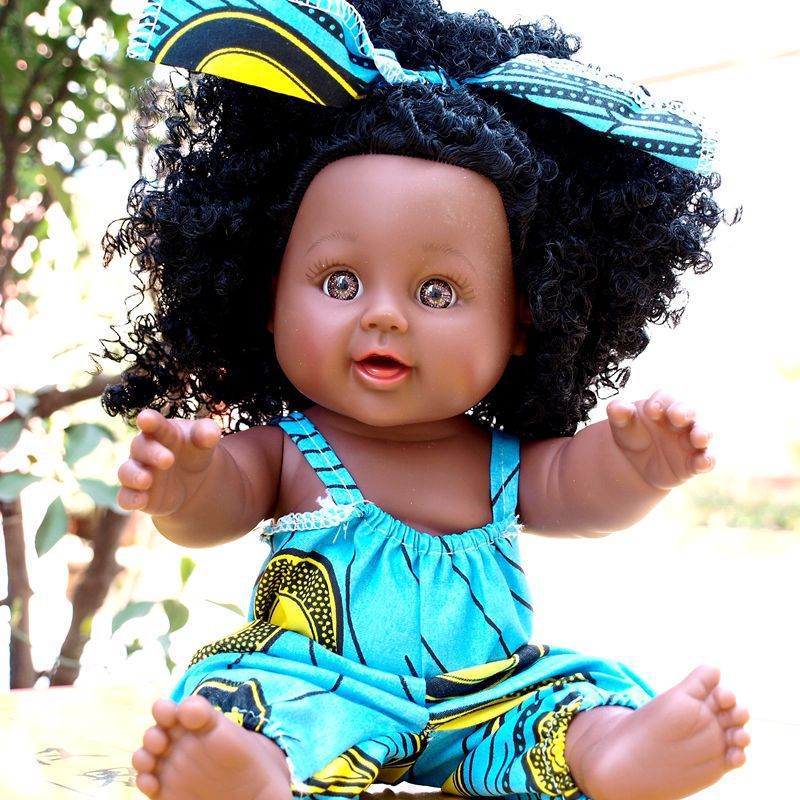 Nabonil Doll Small Black Skin Simulated Doll African Doll Girl Vinyl Doll