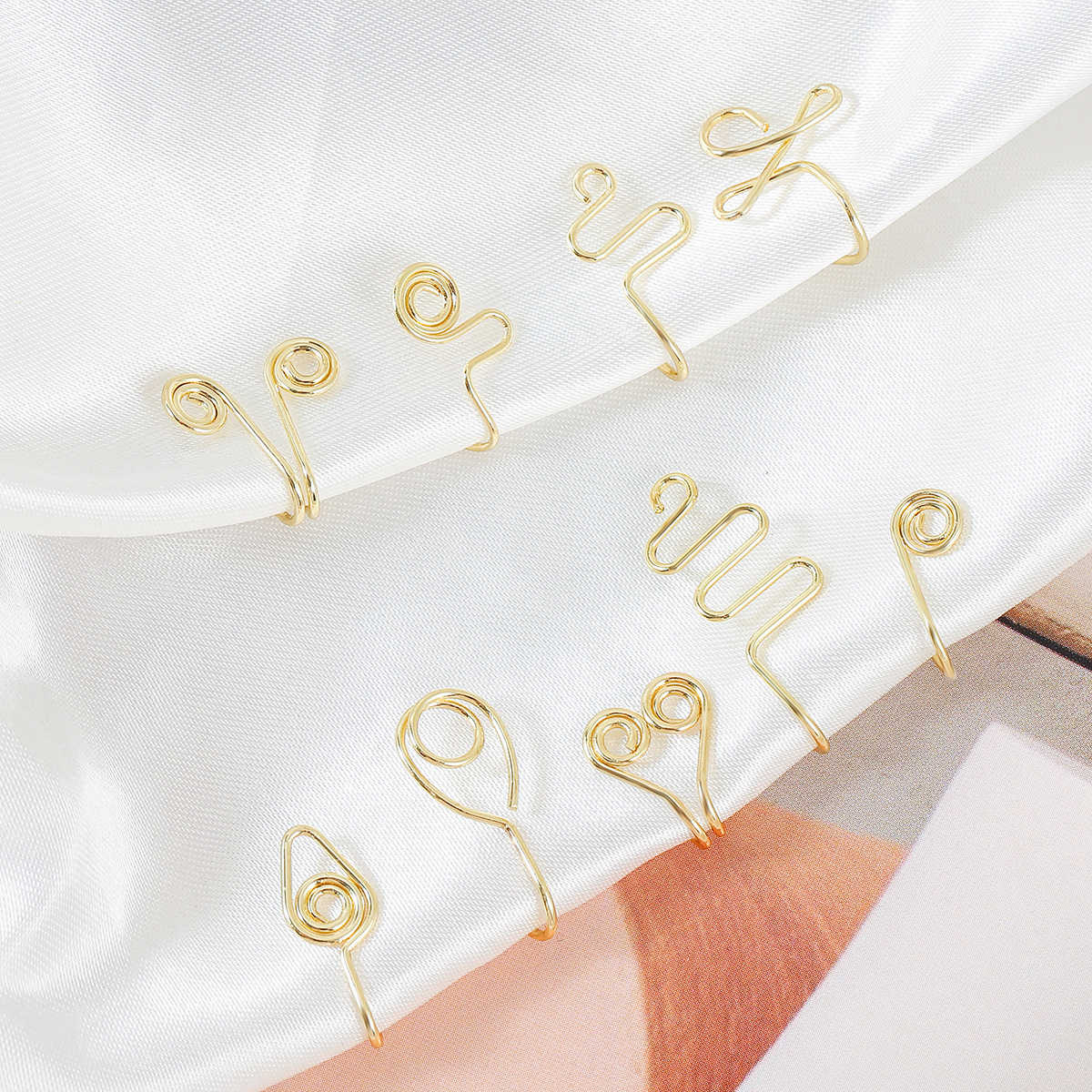 Europe and America Cross Border African Personalized Nose Pad Earless Earrings Women's Retro Handmade Circle Nose Ring Fake Nose Stud 12-Piece Set