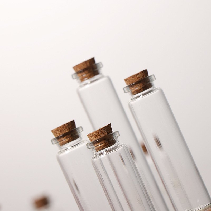 Factory Supply Wooden Plug Bottle Cap Wishing Bottle 22mm Tube Bottle Glass Transparent Candy Storage Bottle Lanugo Bottle Fire Extinguisher Bottles