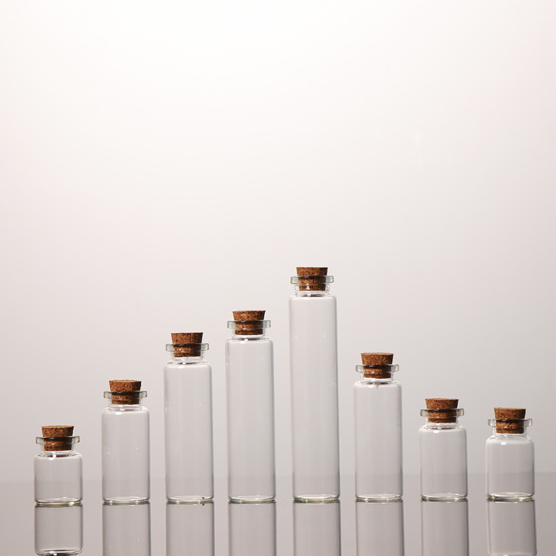 Factory Supply Wooden Plug Bottle Cap Wishing Bottle 22mm Tube Bottle Glass Transparent Candy Storage Bottle Lanugo Bottle Fire Extinguisher Bottles