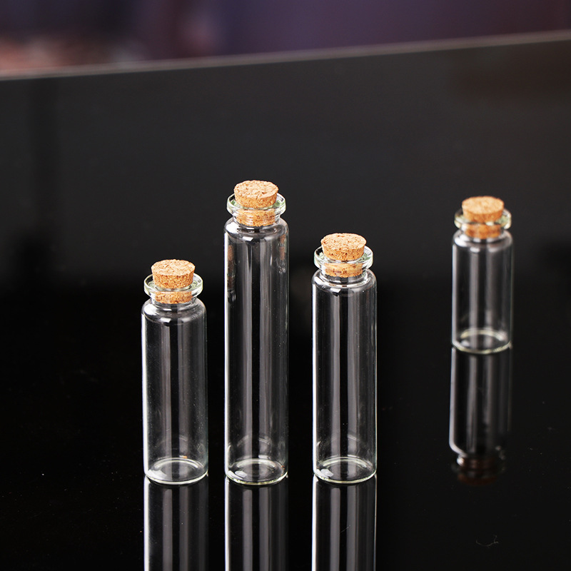 Factory Supply Wooden Plug Bottle Cap Wishing Bottle 22mm Tube Bottle Glass Transparent Candy Storage Bottle Lanugo Bottle Fire Extinguisher Bottles
