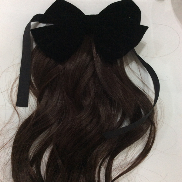 High-Profile Figure Ponytail Wig Female Short Wavy Curly Hair Bow Claw Clip Ponytail Extensions Natural Bandage Short Horse Tail