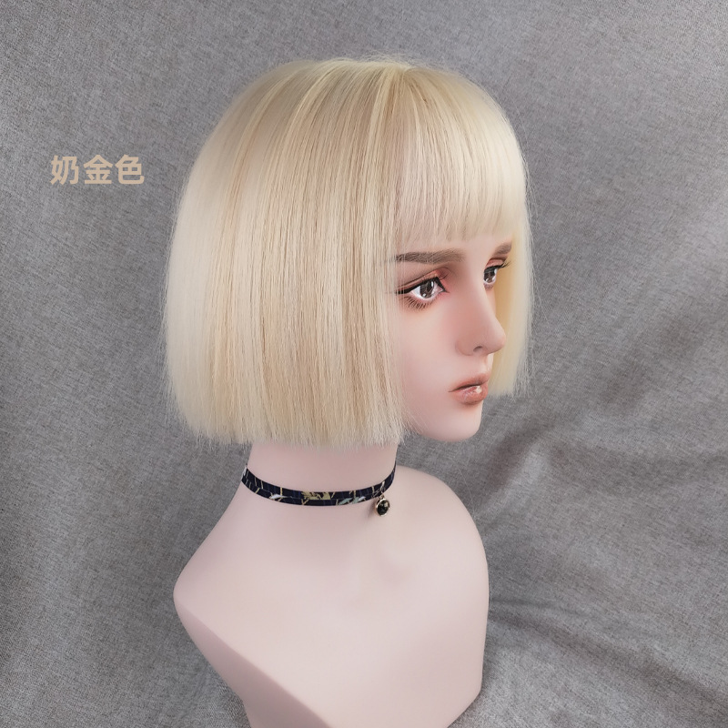 Cross-Border E-Commerce for Cosplay Anime Color Wig Female Short Hair Green Air Bangs Wig Sheath