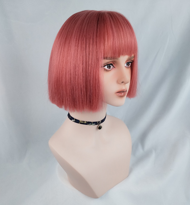 Cross-Border E-Commerce for Cosplay Anime Color Wig Female Short Hair Green Air Bangs Wig Sheath Cross-Border E-Commerce for Cosplay Anime Color Wig Female Short Hair Green Air Bangs Wig Sheath