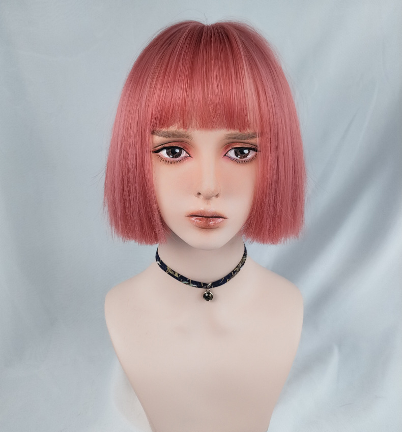 Cross-Border E-Commerce for Cosplay Anime Color Wig Female Short Hair Green Air Bangs Wig Sheath Cross-Border E-Commerce for Cosplay Anime Color Wig Female Short Hair Green Air Bangs Wig Sheath