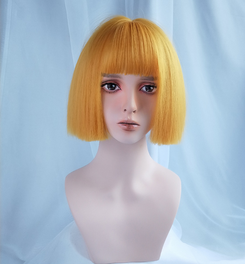 Cross-Border E-Commerce for Cosplay Anime Color Wig Female Short Hair Green Air Bangs Wig Sheath Cross-Border E-Commerce for Cosplay Anime Color Wig Female Short Hair Green Air Bangs Wig Sheath