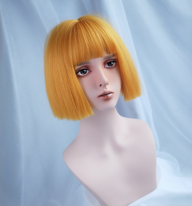 Cross-Border E-Commerce for Cosplay Anime Color Wig Female Short Hair Green Air Bangs Wig Sheath Cross-Border E-Commerce for Cosplay Anime Color Wig Female Short Hair Green Air Bangs Wig Sheath