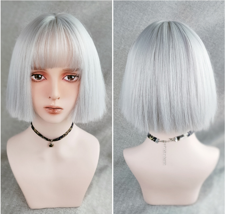 Cross-Border E-Commerce for Cosplay Anime Color Wig Female Short Hair Green Air Bangs Wig Sheath Cross-Border E-Commerce for Cosplay Anime Color Wig Female Short Hair Green Air Bangs Wig Sheath
