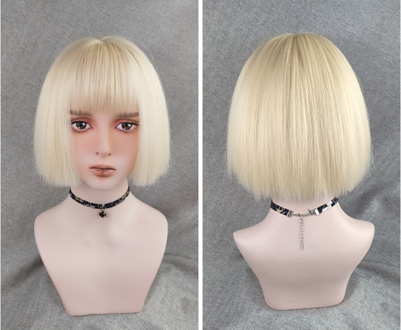 Cross-Border E-Commerce for Cosplay Anime Color Wig Female Short Hair Green Air Bangs Wig Sheath Cross-Border E-Commerce for Cosplay Anime Color Wig Female Short Hair Green Air Bangs Wig Sheath