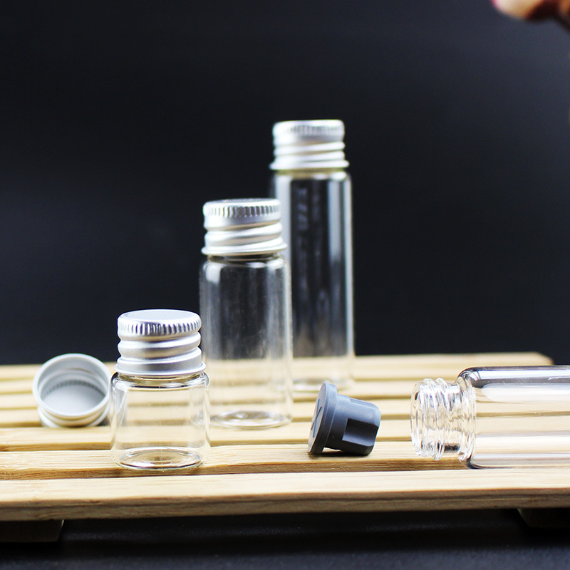 Wooden Plug Small Glass Bottle Bayonet Fire Extinguisher Bottles Aluminum Cover Mini Drift Bottle Wishing Bottle Transparent Storage Bottle Kindergarten