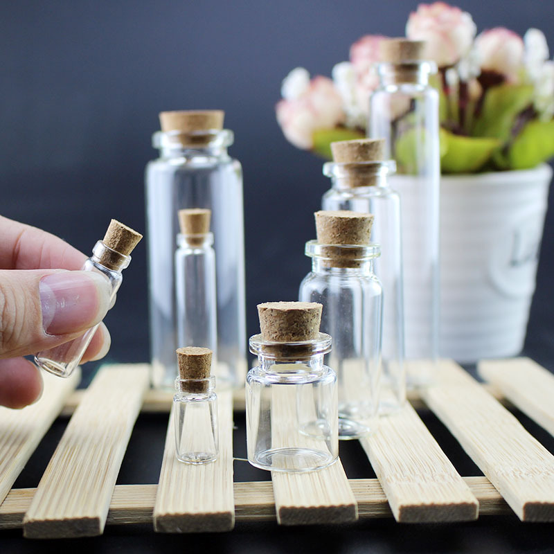 Wooden Plug Small Glass Bottle Bayonet Fire Extinguisher Bottles Aluminum Cover Mini Drift Bottle Wishing Bottle Transparent Storage Bottle Kindergarten