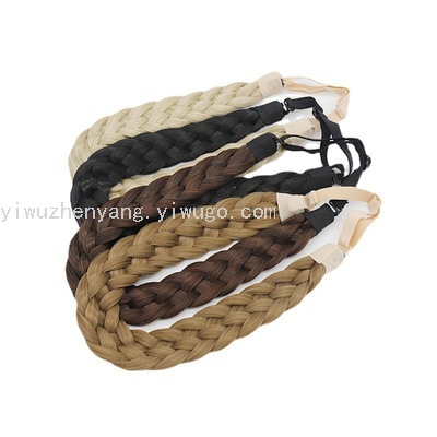 Cross-Border European and American Hand-Woven Five-Strand Braid Two-Strand Twist Headband Hair Band Women&#039;s Matte Silk Wig Hair Hoop