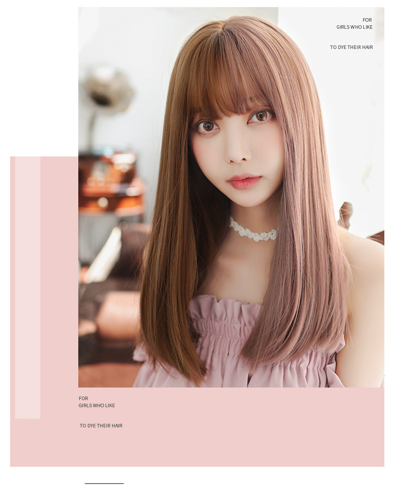 Factory Wholesale New & Multi-Color Wig Female Straight Bangs Korean Fashion Hair Chemical Fiber Wig in Stock Wholesale