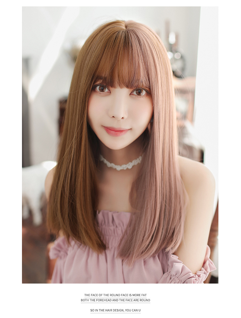 Factory Wholesale New & Multi-Color Wig Female Straight Bangs Korean Fashion Hair Chemical Fiber Wig in Stock Wholesale