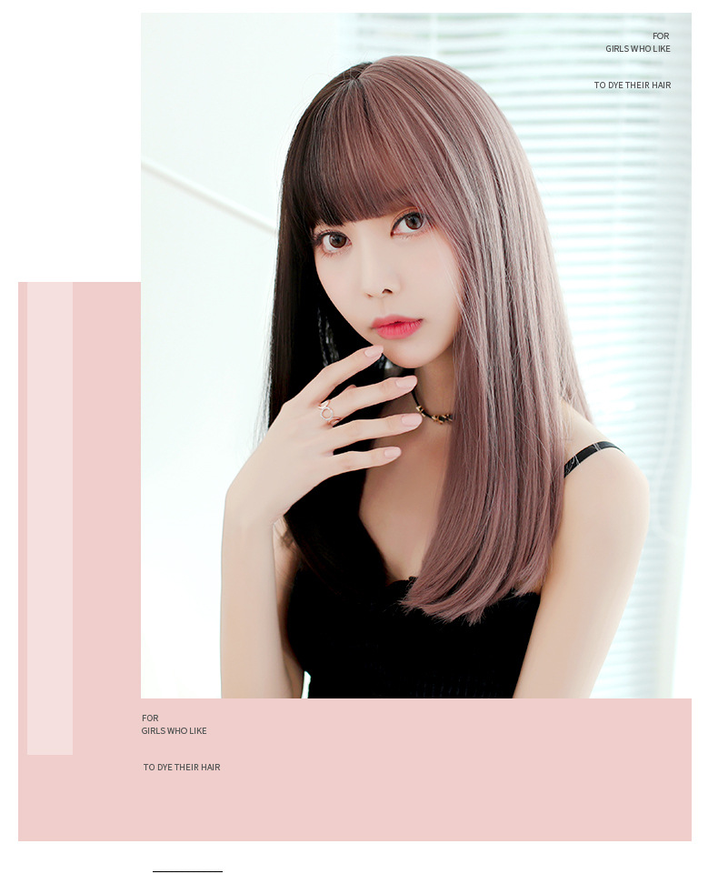 Factory Wholesale New & Multi-Color Wig Female Straight Bangs Korean Fashion Hair Chemical Fiber Wig in Stock Wholesale