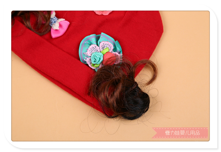 Two Sides Wig Flap Decoration Snow Baby Cute Cute Baby Girl Winter Warm Pullover Cap Soft and Comfortable
