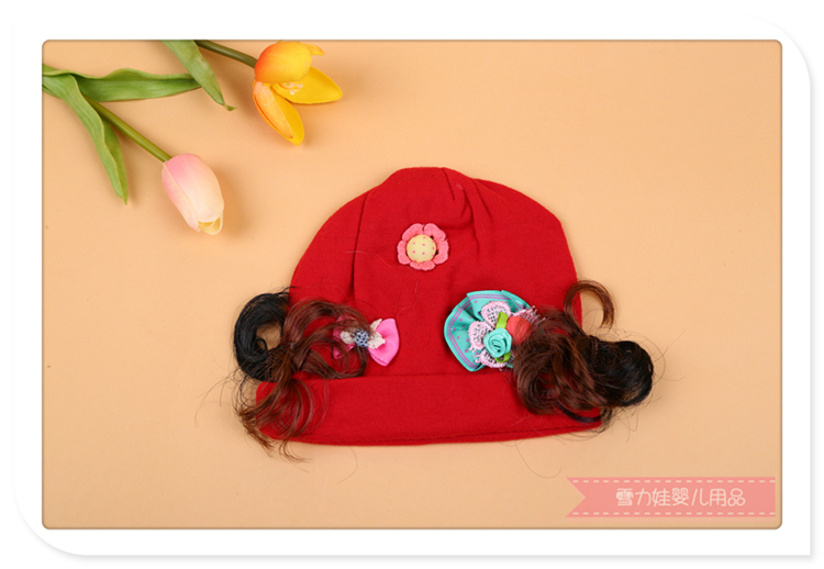 Two Sides Wig Flap Decoration Snow Baby Cute Cute Baby Girl Winter Warm Pullover Cap Soft and Comfortable