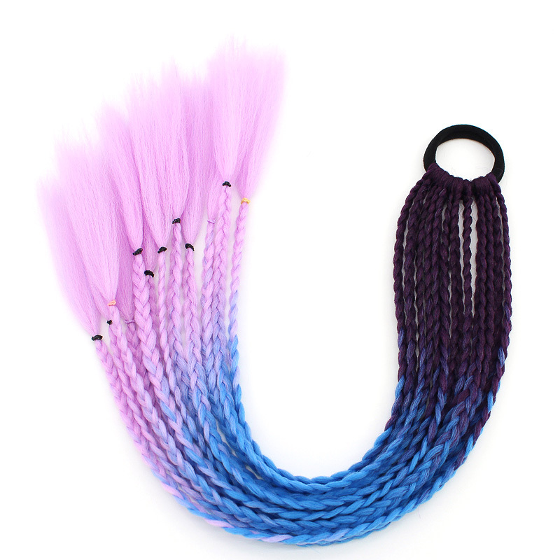 Wig Ponytail Braid Twist Braid Strap Dreadlocks Ponytail Ethnic Style Colorful Braid Gradient African Dreadlocks