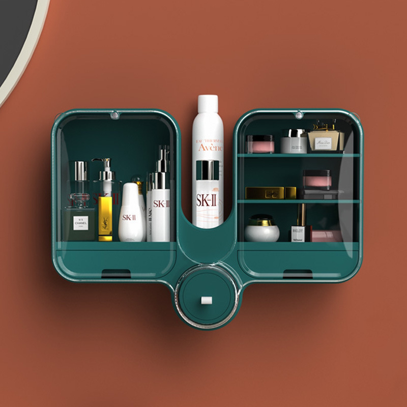 Bathroom Storage Box Wall-Mounted Punch-Free Dustproof Household Washstand Cosmetics Dustproof Waterproof Shelf