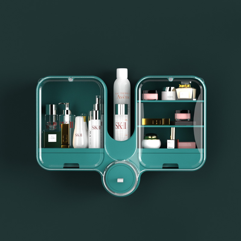 Bathroom Storage Box Wall-Mounted Punch-Free Dustproof Household Washstand Cosmetics Dustproof Waterproof Shelf