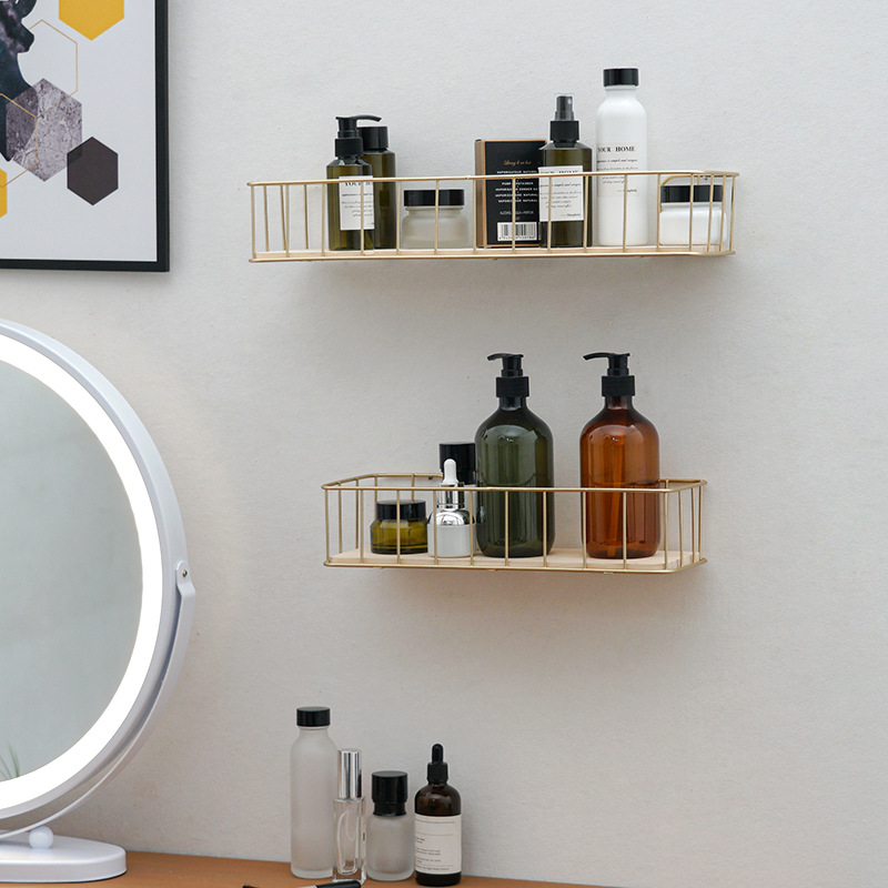 Nordic Simple Bathroom Wall Shelf Living Room and Kitchen Iron Art Partition Decoration Shelf Wall Hanging Bedroom Storage Rack