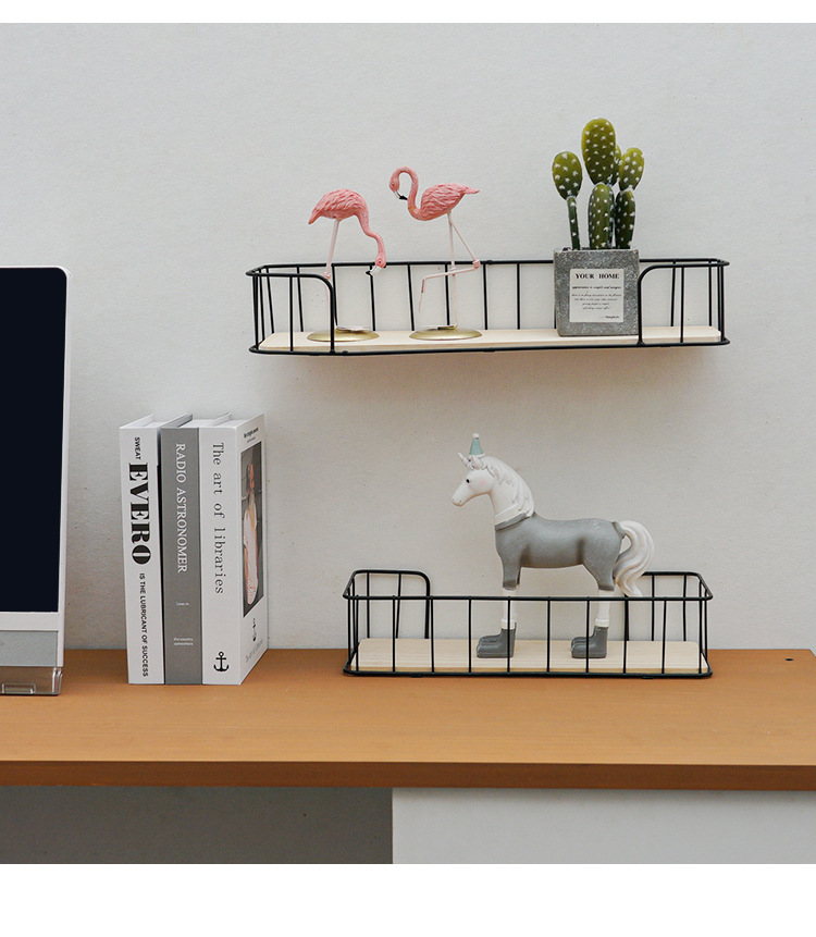 Nordic Simple Bathroom Wall Shelf Living Room and Kitchen Iron Art Partition Decoration Shelf Wall Hanging Bedroom Storage Rack