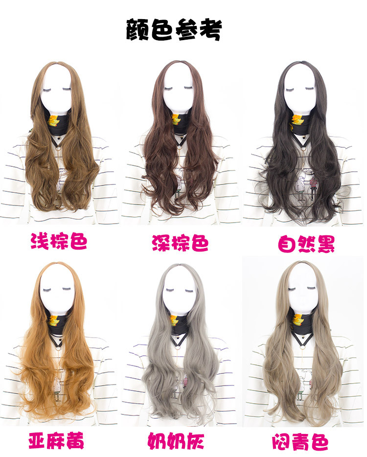 Wholesale European and American Chemical Fiber Wig Female Long Curly Hair Big Wave Center-Parted Bangs Granny Grey Wig Wig Sheath Cos