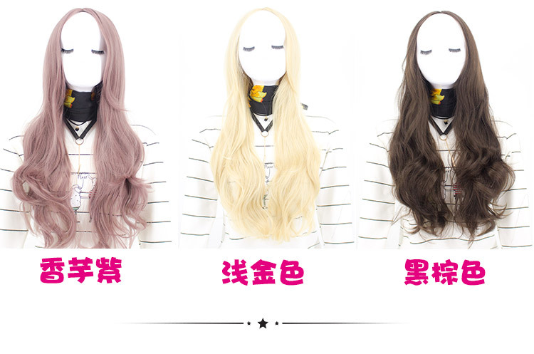 Wholesale European and American Chemical Fiber Wig Female Long Curly Hair Big Wave Center-Parted Bangs Granny Grey Wig Wig Sheath Cos