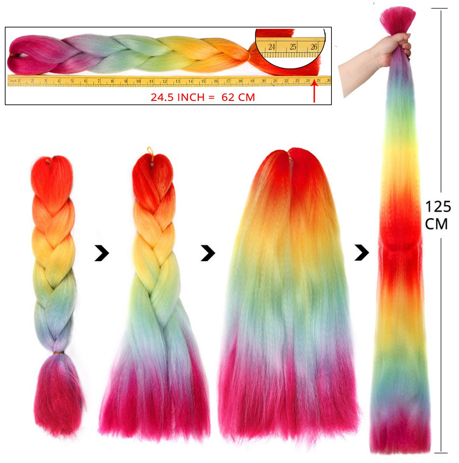 Colorful Gradient Wig Fiber Braids African Dreadlocks Big Braid Braid Hair Big Braid Braid Hair