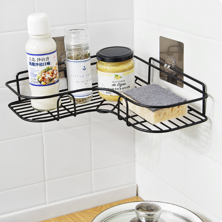 Bathroom Punch-Free Corner Shelf Bathroom All Supplies Iron Storage Rack Kitchen Triangle Storage Rack