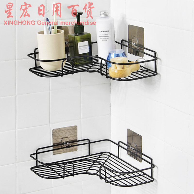 Bathroom Punch-Free Corner Shelf Bathroom All Supplies Iron Storage Rack Kitchen Triangle Storage Rack