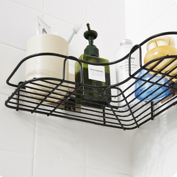 Bathroom Punch-Free Corner Shelf Bathroom All Supplies Iron Storage Rack Kitchen Triangle Storage Rack
